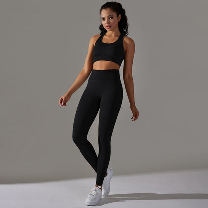 Seamless Breathable Yoga Set with High Waisted Butt Lifting Leggings and Comfortable Sports Bra for Active Lifestyle and Gym Workouts