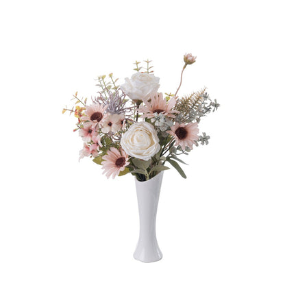 Elegant Wind's Song Rose and Daisy Handheld Bouquet - Stunning Artificial Flowers for Wedding Celebrations and Wall Decor - CF02029