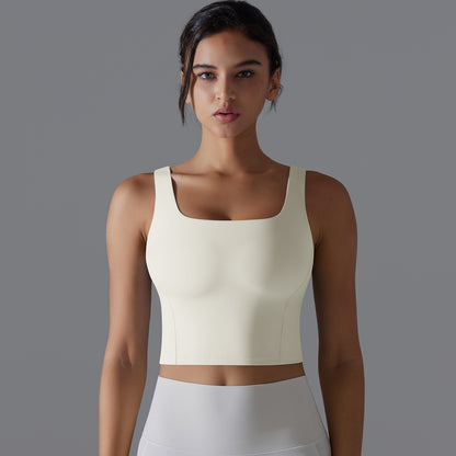 Seamless Built In Bra Yoga Top for Women Sleeveless Back Sports Bra for Shock Absorption and Comfort during Workouts