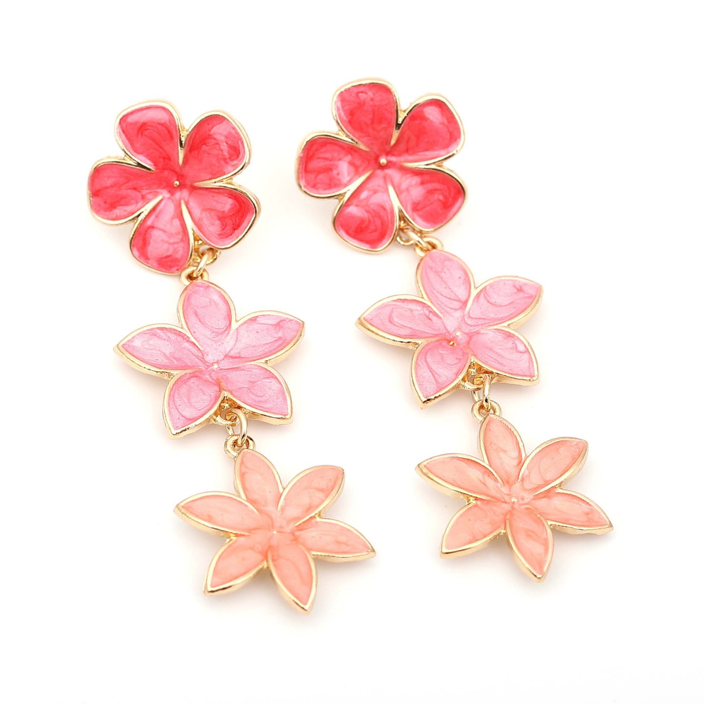 Elegant Multi-Layer Floral Alloy Drop Earrings - Unique Design for Distinctive Style and Effortless Sophistication