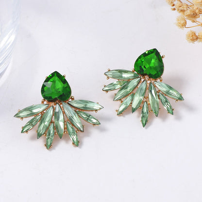 Exquisite Minimalist Fresh Alloy Full-Diamond Waterdrop Leaf Earrings for Women - Chic Luxury Jewelry to Elevate Your Style