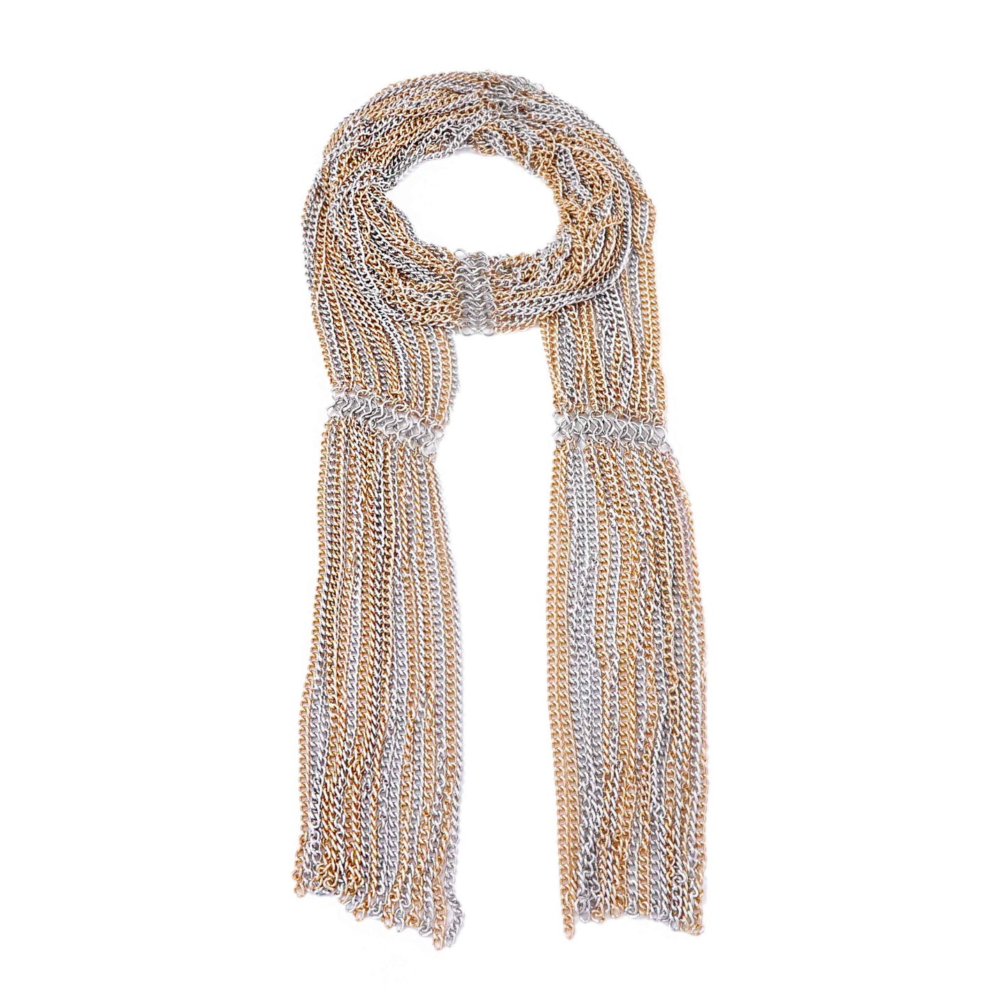 Exaggerated Personality Multi-Layered Metal Chain Scarf Necklace - Unique Casual High-End Design for Women