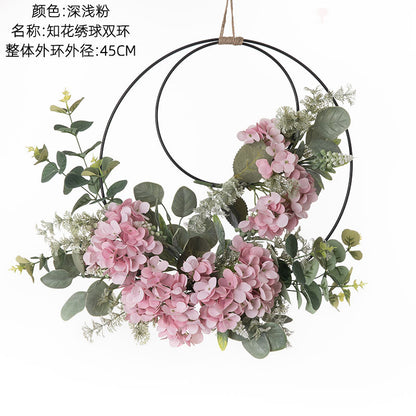 Elegant Floral Design Double Ring Wall Decor with Hydrangea - Perfect for Home Decoration and Wedding Bouquets | CF01034