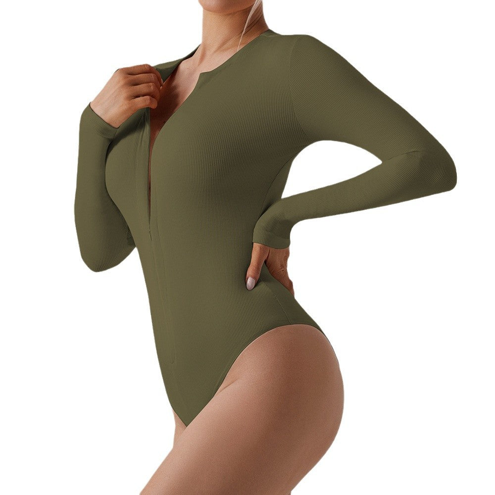 Quick Dry Long Sleeve Yoga Bodysuit One Piece Athletic Gymwear for Women for Fitness Pilates and High Performance Workouts