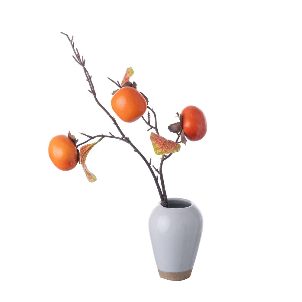 Elegant Three-Headed Persimmon Short Stem Faux Flowers – INS-Inspired Home Decor for Weddings and Celebrations - MW10103