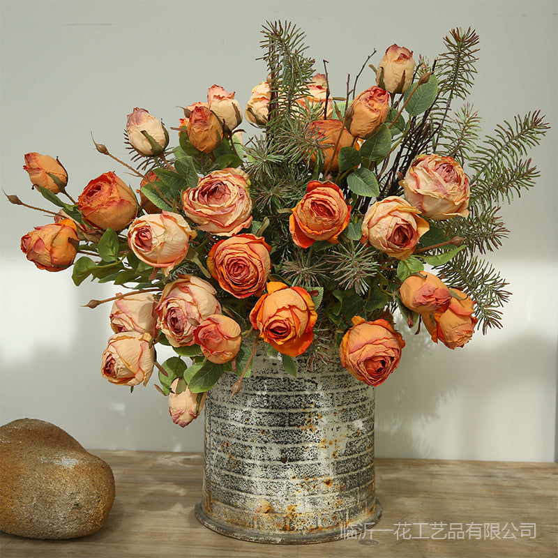 Stunning 3-Head Rose Bouquet – Lifelong Artificial Flowers for Indoor Decor, Perfect for European-Style Weddings, Celebrations, and Photography Props