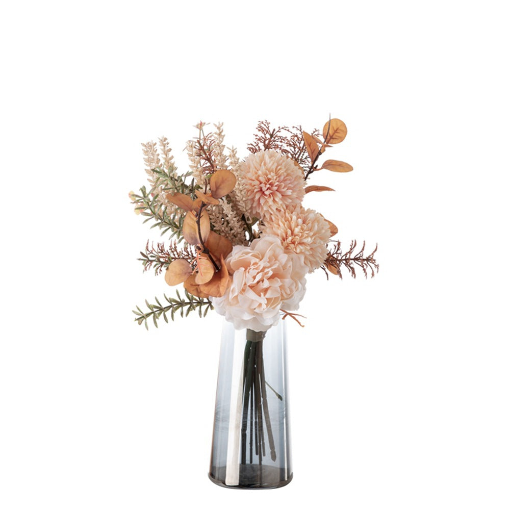 Peach Blossom & Dandelion Peony Handcrafted Faux Flower Bouquet - Stunning Wedding Décor, Wall Art, and Home Accent - Versatile CF01220 Design