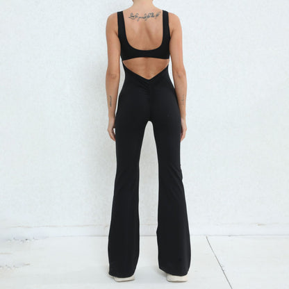 Chic High Waisted Yoga Jumpsuit with Beautiful Cut Out Back Design for Peachy Enhancement and Performance During Workouts