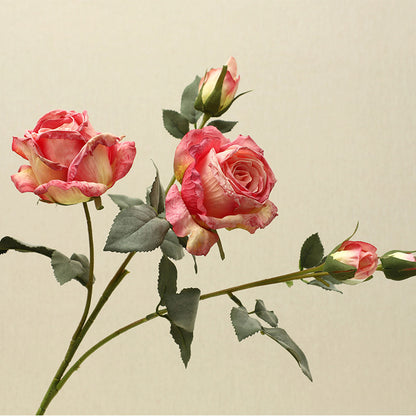 5-Head Oil Painting Rose Artificial Flowers - Elegant European Style Home Decor Bouquet for Living Room Decoration