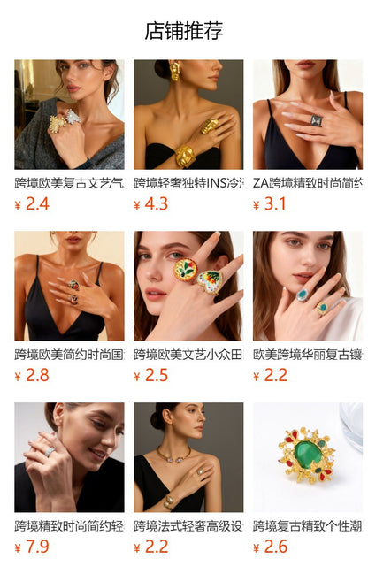 Chic Minimalist Alloy Exaggerated Floral Open Ring for Women - Everyday Versatile Accessory with a Touch of Luxury