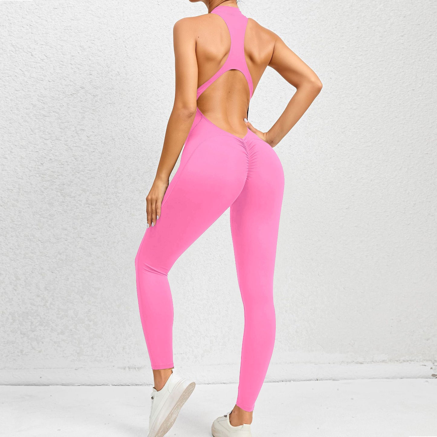 Zipper Yoga Jumpsuit for Women Body Shaping Compression Bodysuit with Tummy Control and Butt Lifting Features for Enhanced Athletic Performance