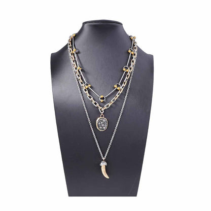 Unique Alloy Animal Horn Pendant Necklace Set - Three Chic Pieces for Effortless Style in Casual Wear - Perfect for the Modern Woman
