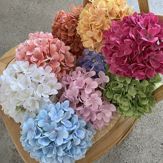 20cm Large Artificial Hydrangea Flower Head - 120 Vibrant Silk Blossoms Perfect for Weddings, Home Decor, and Photography Props