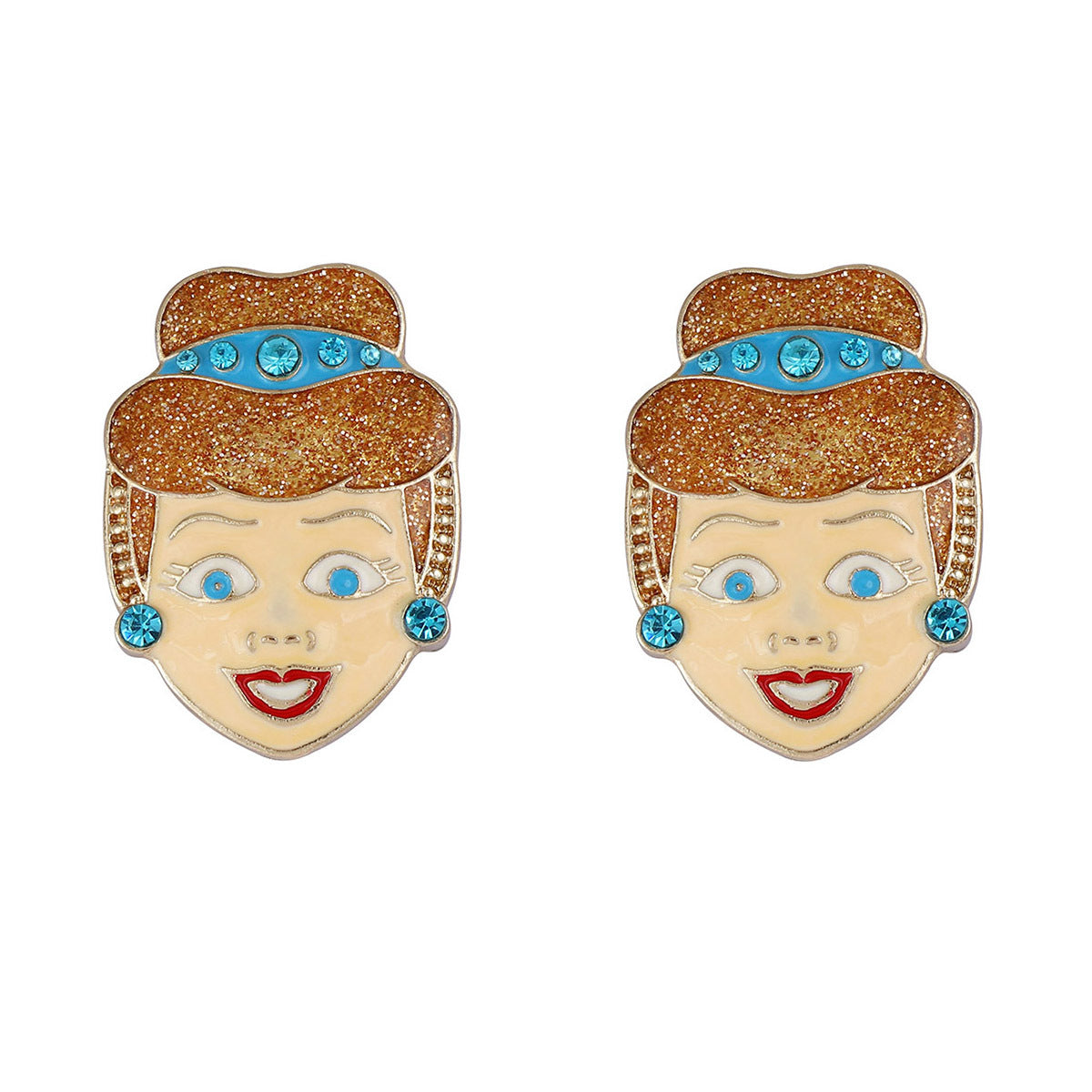Charming and Unique Alloy Oil-Drop Princess Cartoon Earrings for Women – Delightful Whimsical Design Perfect for a Playful Style
