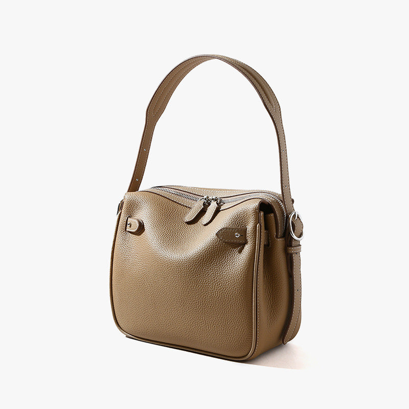 Genuine Leather Commuter Lunch Box Bag Versatile and Women's Tote with Removable Insulated Liner and Convenient Crossbody Strap