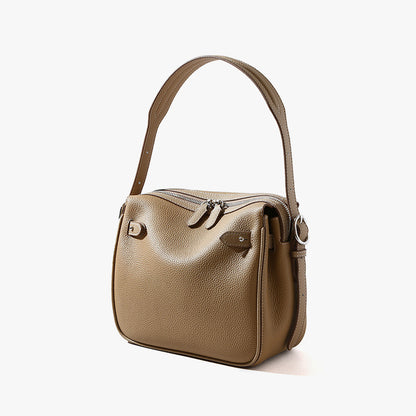 Grain Leather Lunchbox Bag Versatile Detachable Liner Crossbody Handheld Design for Women