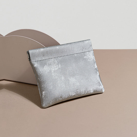 Luxurious Satin Leather Coin Purse with High Quality Snap Closure Elegant Card Holder for Lipstick Earphones Genuine Leather Accessory