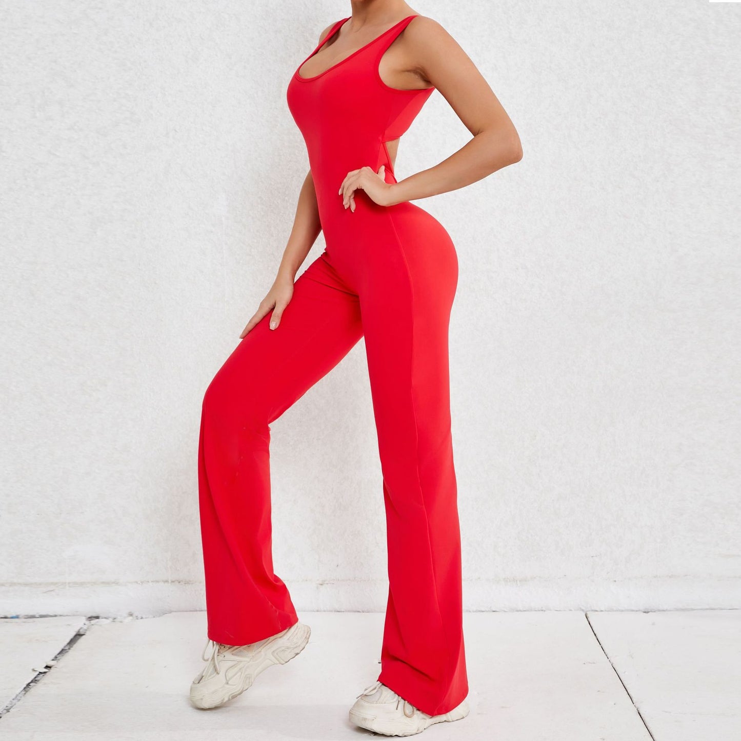 Chic High Waisted Yoga Jumpsuit with Beautiful Cut Out Back Design for Peachy Enhancement and Performance During Workouts