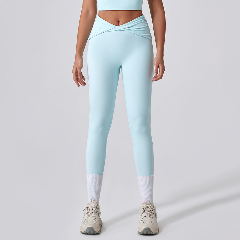 High Waisted Women's Quick Dry Yoga Pants with Twist Knot Butt Lifting Fitness Leggings for Running and Versatile Everyday Wear