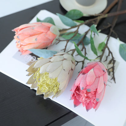 Realistic Long-Stemmed 3D King Protea Flower - Single Artificial Protea for Stunning Photography and Elegant Wedding Decor