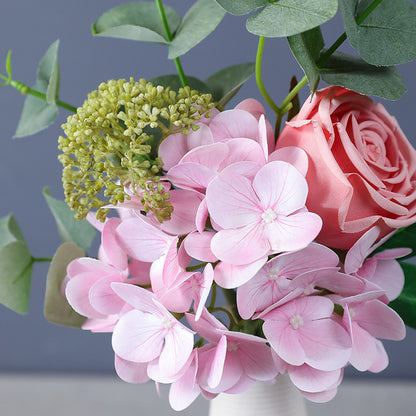 Realistic Eucalyptus Rose and Hydrangea Wedding Bouquet - Perfect Faux Floral Decor for Home or Event Centerpieces