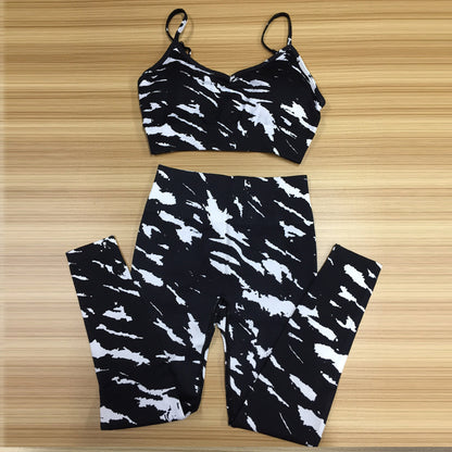 Seamless Camouflage Print Yoga Set High Waist Fitness Leggings and Sports Bra for Comfort and Performance