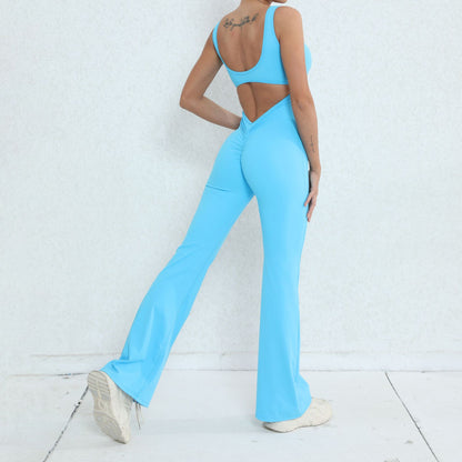 Chic High Waisted Yoga Jumpsuit with Beautiful Cut Out Back Design for Peachy Enhancement and Performance During Workouts