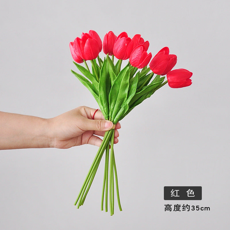 Modern Minimalist 10-Head Realistic Artificial Tulip Bouquet – Perfect for Home or Office Décor