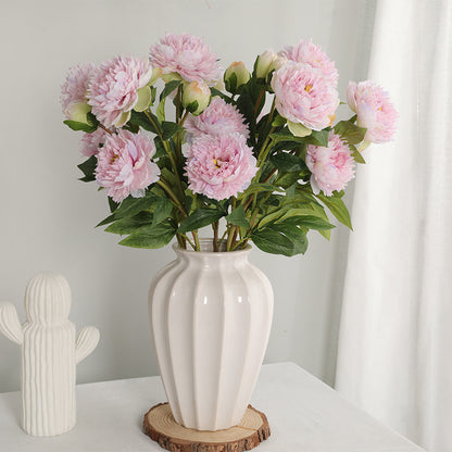 Elegant Home Décor: Long-Stemmed Peony and Paeonia Flowers Bouquet for Living Room | Stunning Soft Decoration with 3-Heads Including Royal Peony