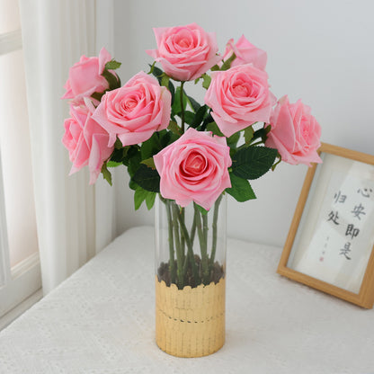 Elegant Single-Stem Rose with Moisture-Enhancing Touch - Perfect for Nordic Home Décor & Coffee Table Decoration