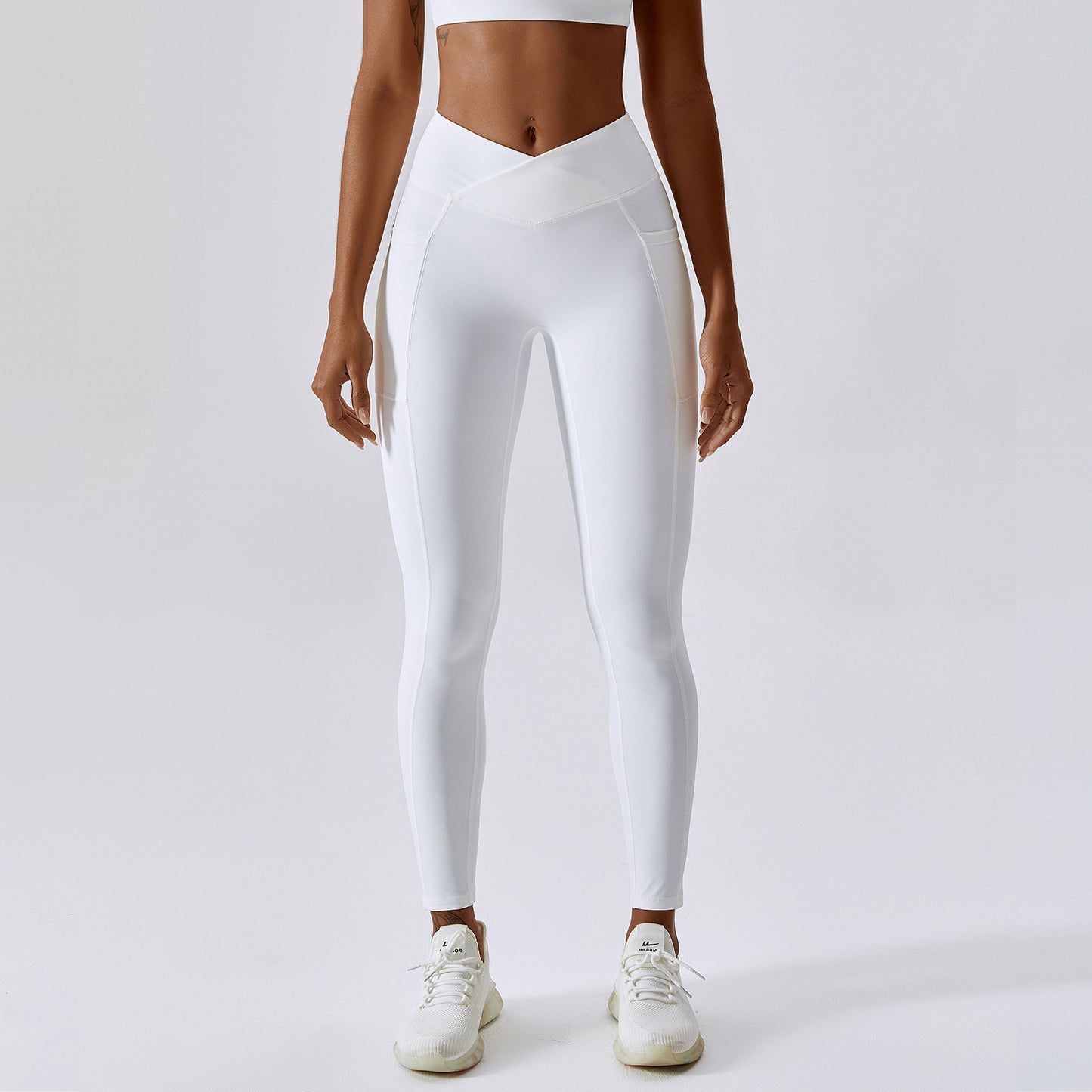 High Waisted Leggings for Women with Butt Lifting Pockets Cross Waist Design for Running and Yoga Style 8001