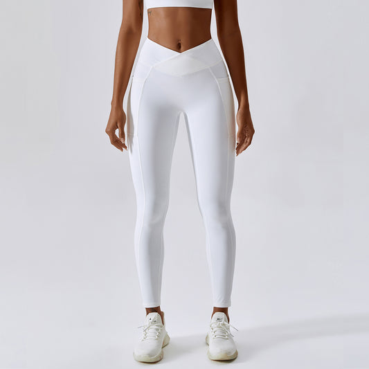 High Waisted Leggings for Women with Butt Lifting Pockets Cross Waist Design for Running and Yoga Style 8001