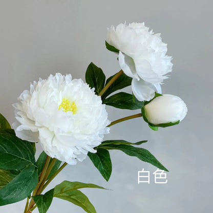 Elegant Home Décor: Long-Stemmed Peony and Paeonia Flowers Bouquet for Living Room | Stunning Soft Decoration with 3-Heads Including Royal Peony