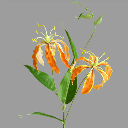 Lifelike Fire Lily Artificial Flower Décor - Modern Romantic Home Accents, Ideal for Creative Centerpieces and Stunning Floral Arrangements