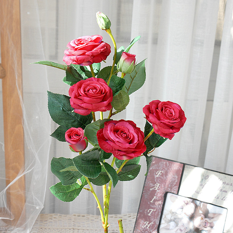 Lifelike 7-Head Long Stem Artificial Roses for Home Décor, Photography, and Weddings – Stunning Faux Floral Arrangements for Every Occasion