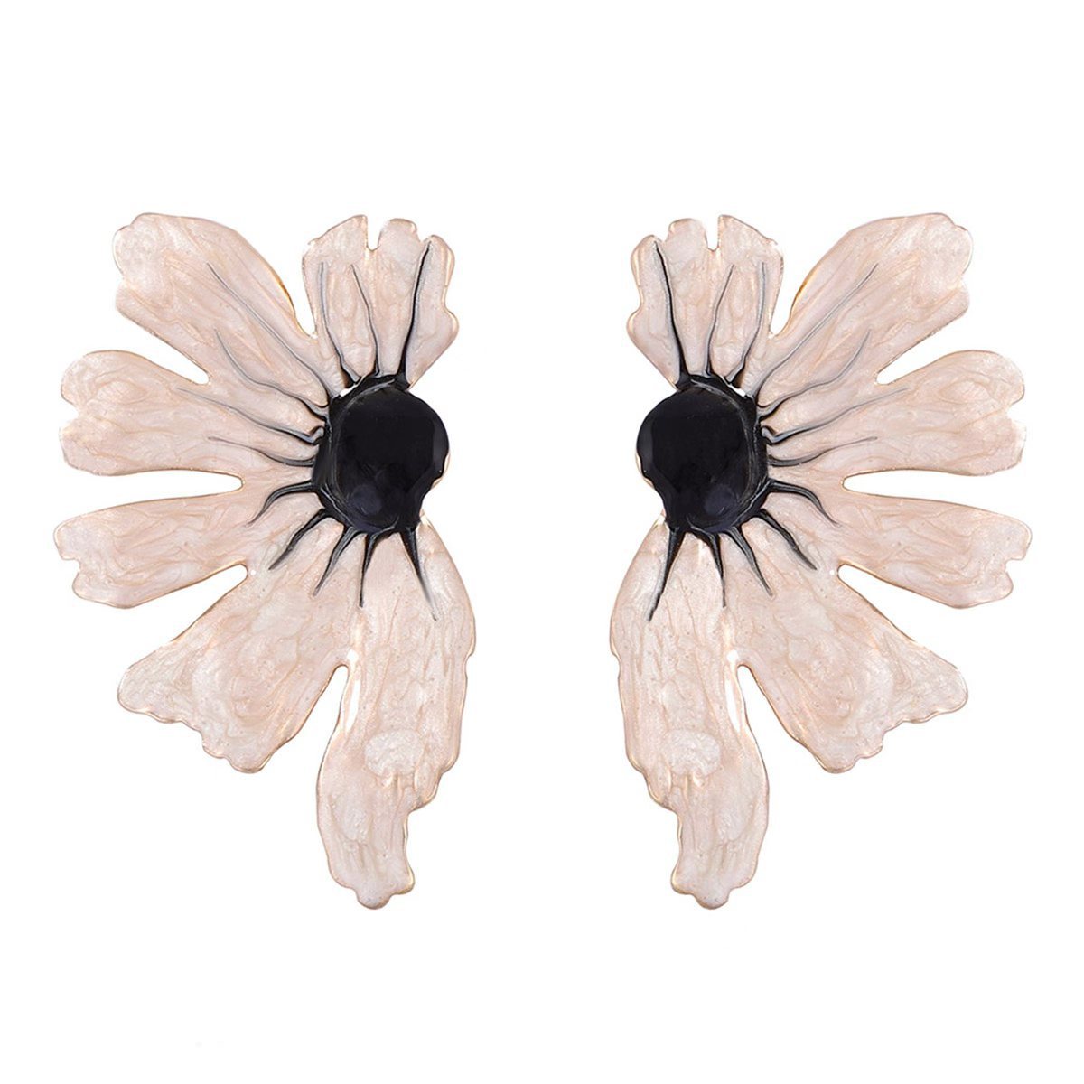 Chic Minimalist Alloy Drop Oil White Blossom Leaf Earrings - Versatile Everyday Jewelry for Commuting Women