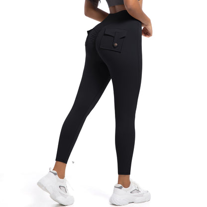 High Waisted Utility Pocket Shorts for Women Peach Butt Lifting Fitness Pants for Yoga Running and Wide Leg Style