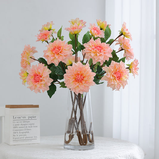 Realistic Touch Moisturized Double-Headed Dahlia Artificial Flowers for Stunning Wedding Archway and Home Decor