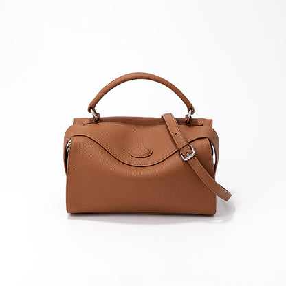 First Layer Cowhide Vintage Boston Bag Spacious Leather Pillow Tote Handbag for Elegant Daily Use