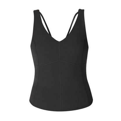 High Support Spring Summer Sports Vest with Chest Padding Ultra Stretch V Neck Yoga Bra with Dual Straps for Running Fitness and Stunning Back Design