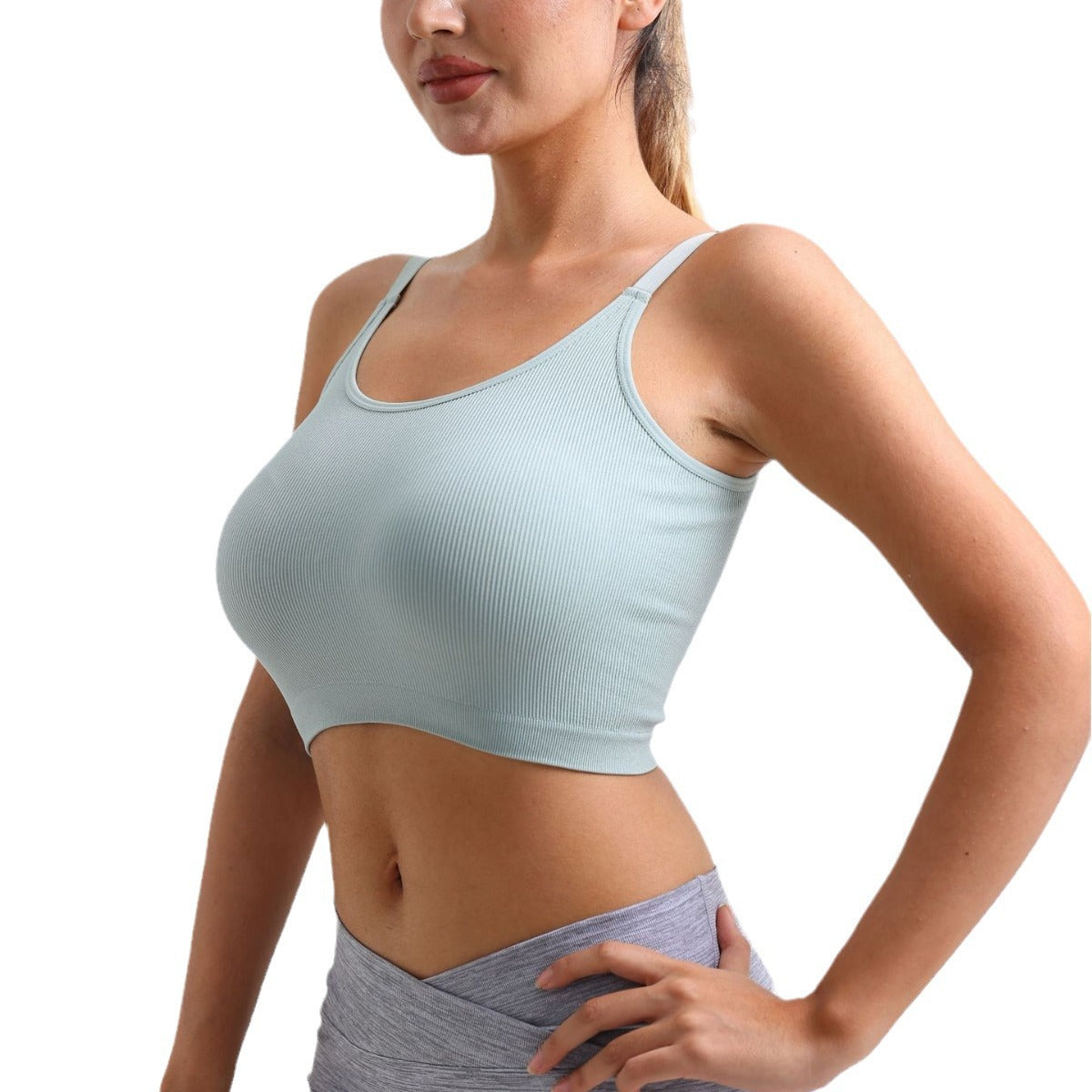 Seamless Yoga Tank Top for Women Spring Summer Ribbed Sports Bra with Beautiful Back Design for Fitness and Activewear