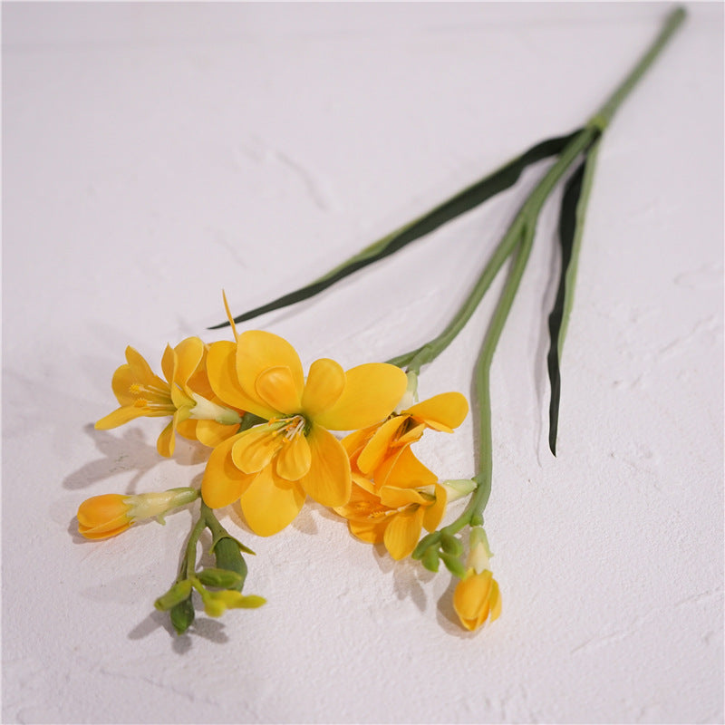 Delicate Faux Freesia Bouquet - Charming Home Dining Table Floral Arrangement for Weddings and Special Occasions - Realistic Touch for Brides and Celebrations