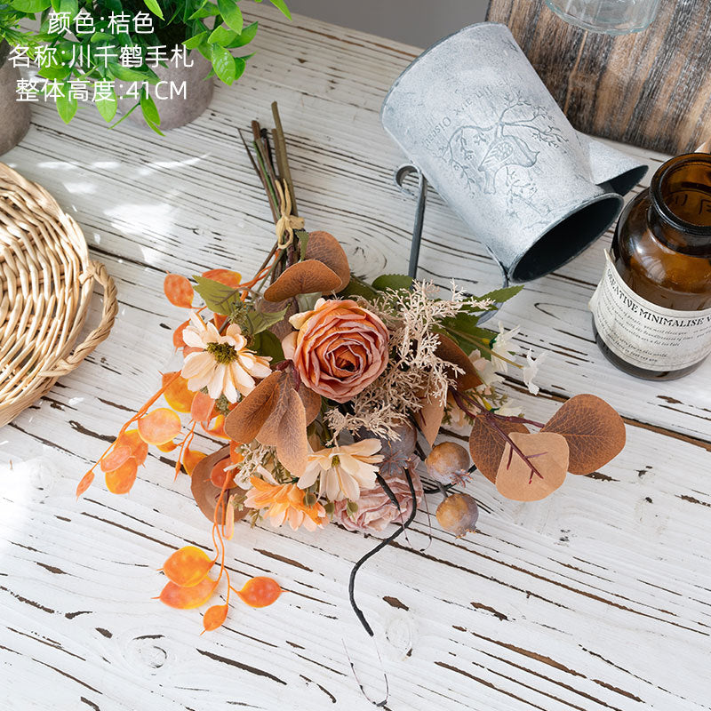 Realistic Decorative Floral Arrangement - Elegant Handmade Simulation Flower Bouquet for Home Decor, Wedding Celebrations, and Wall Art (CF01378)