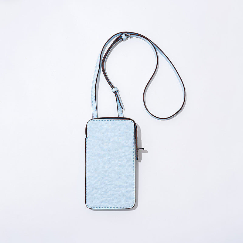 Lock Closure Mini Leather Crossbody Bag for Women Palm Texture Simple Solid Color for Everyday Use