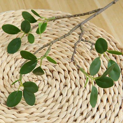 Miniature Faux Plant with Realistic Rice Bran Leaves, Money Plant Eucalyptus Leaves, Perfect for Home Decor - Lifelike Greenery for Any Space