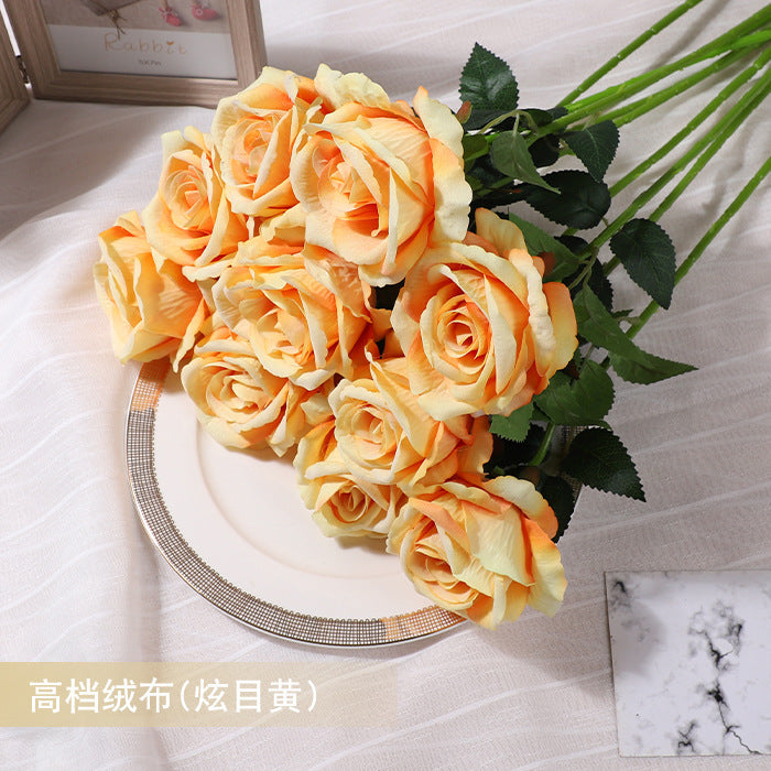 Realistic Gradient Silk Rose Flower Stem - Perfect for Weddings, Home Decoration, and Stylish Floral Arrangements