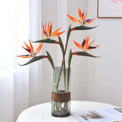 Realistic Bird of Paradise Faux Flower - Large Single Stalk for Hotel Home Decor, Elegant Floral Arrangements, Wedding Celebrations, and Stunning Photography Props