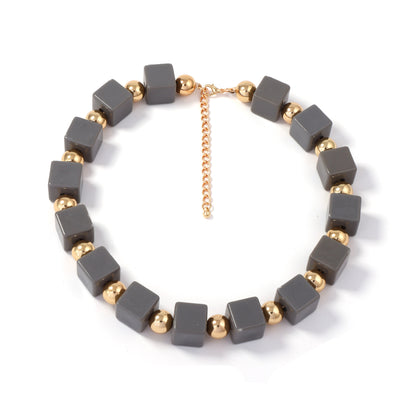 Stylish Handmade Multilayer Geometric Colorful Square Beaded Bohemian Necklace for Women – Unique, Versatile Accessory for Any Occasion