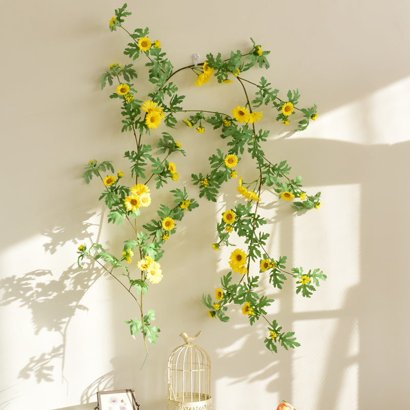 Realistic Faux Daisy and Sunflower Vine Decoration - Perfect for Weddings, Background Walls, and Window Displays!