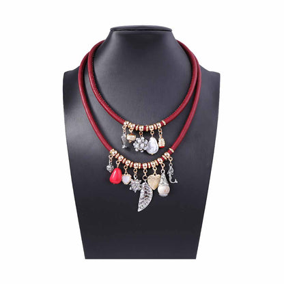 Chic Vintage-Inspired 2-Piece Alloy Faux Pearl Fish Geometric Pendant Necklace Set – Versatile Accessory for Casual and Commute Styles